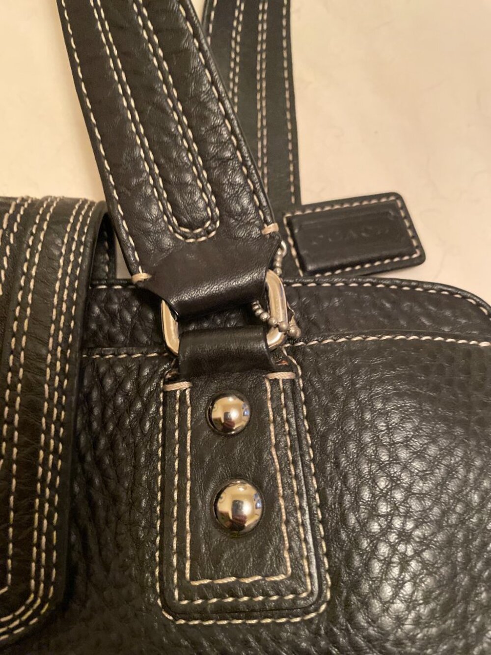 Coach Hampton F13961 Pebbled Leather Satchel Handbag - Picture 3 of 8
